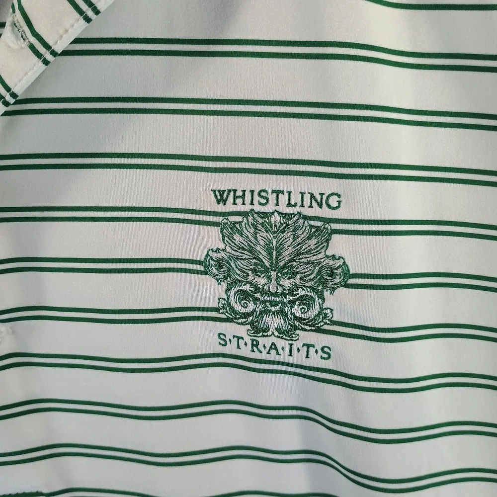 Ralph Lauren RLX Polo Shirt Mens M Whistling Straits Golf Green Striped